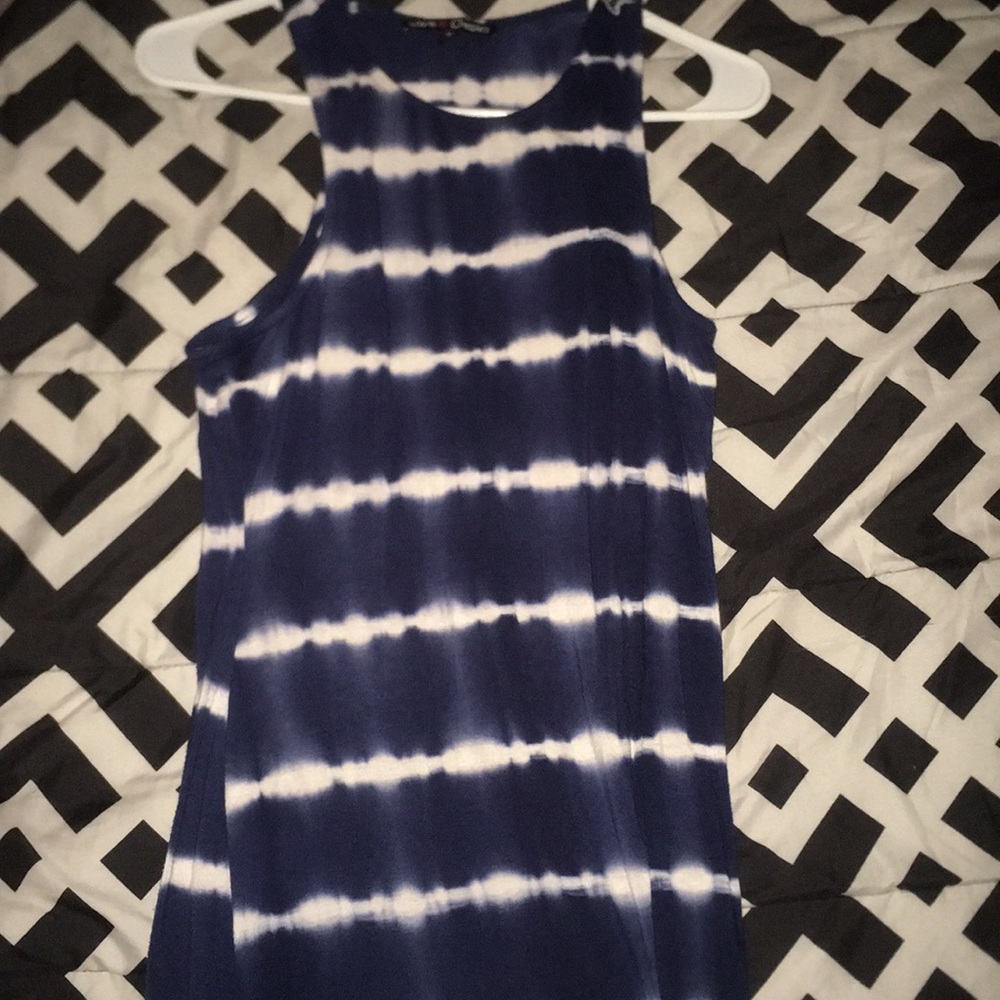 BLUE AND WHITE BODYCON MINI DRESS